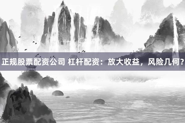 正规股票配资公司 杠杆配资：放大收益，风险几何？