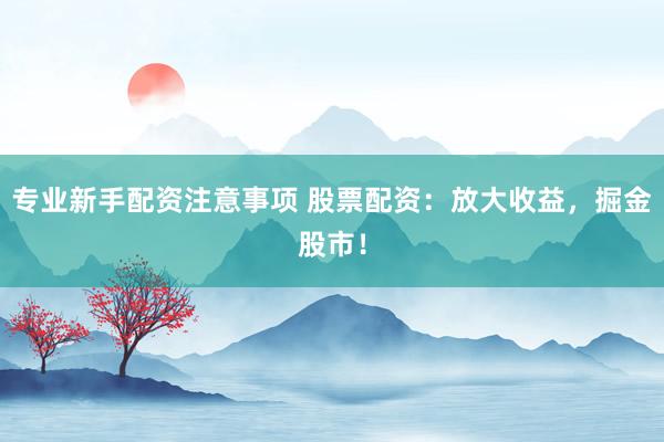 专业新手配资注意事项 股票配资：放大收益，掘金股市！